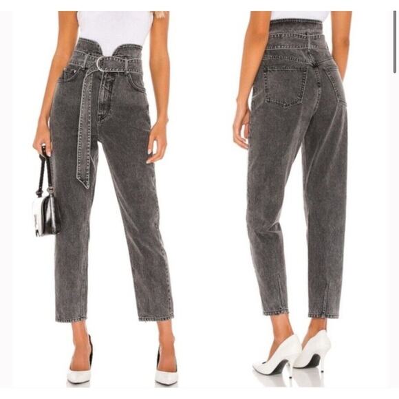 GRLFRND The Dee in Rumor Has It Women's 24 Charcoal Gray Denim High Waist Jeans - Picture 10 of 11